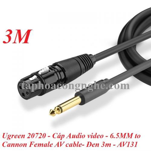 Ugreen 20720 3M màu Đen Cáp âm thanh 6.5mm sang Canon âm AV131 30020720